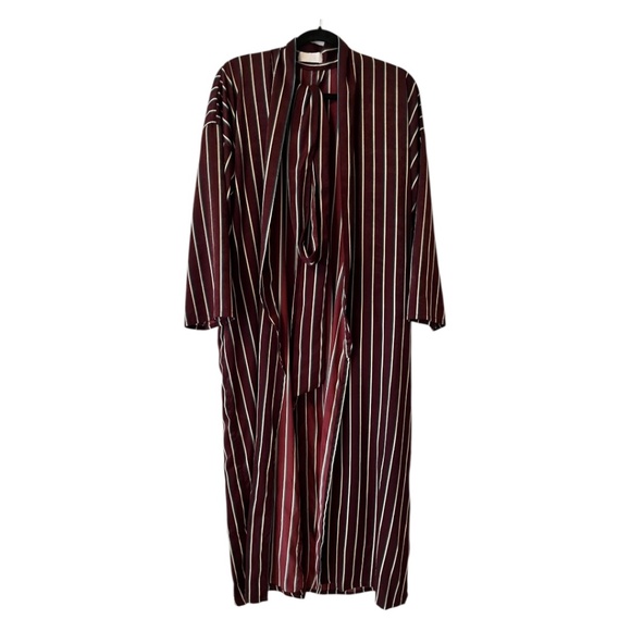 Sunday Forever Original Henry Robe Burgundy Stripe with Belt and Pockets - Picture 3 of 9